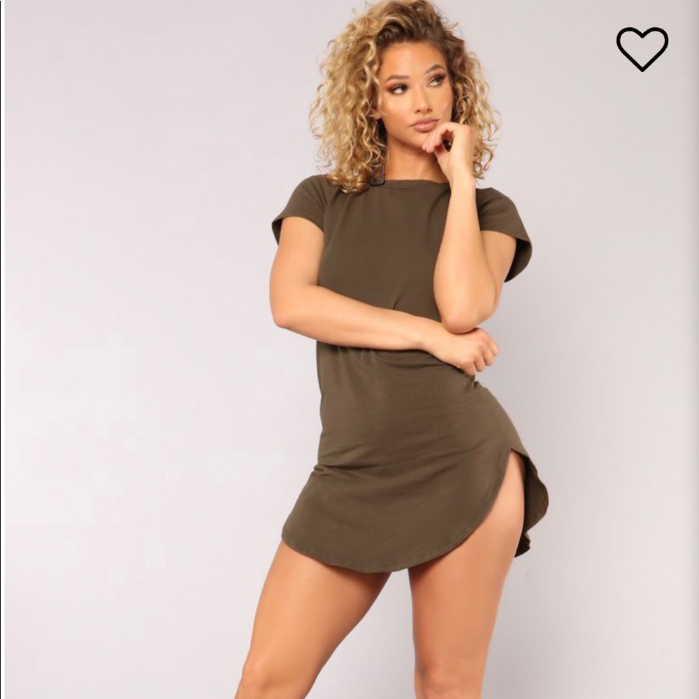 Olive Green T Shirt Tunic Dress